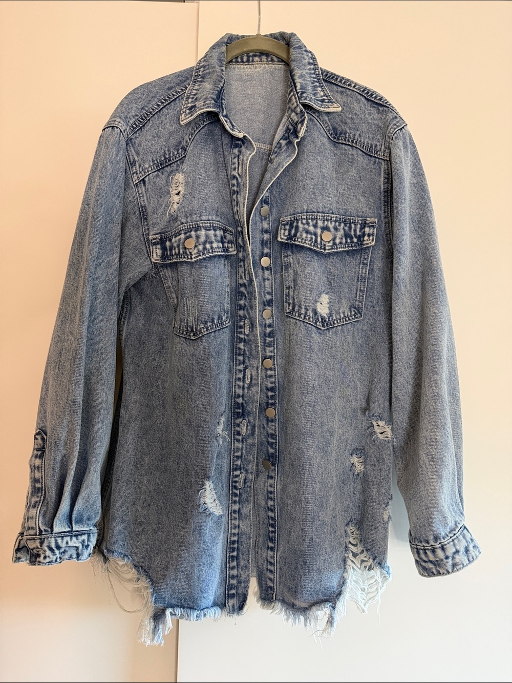 Distressed Women's Light Blue Denim Jacket